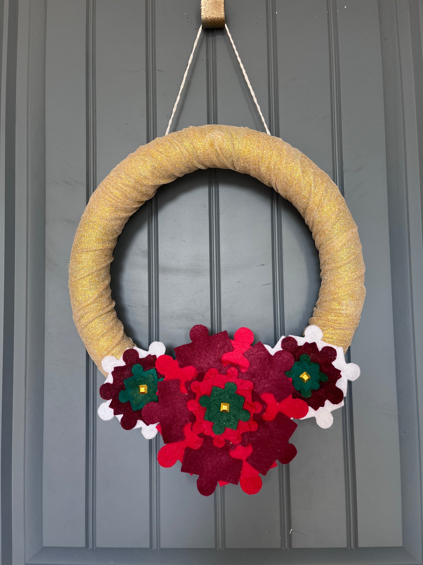 Puzzle Themed Christmas Wreath - Yellow