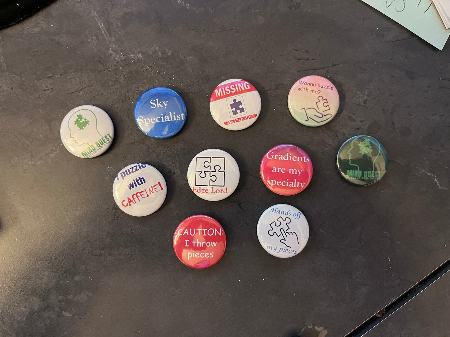 Puzzle themed buttons - 1 inch in size