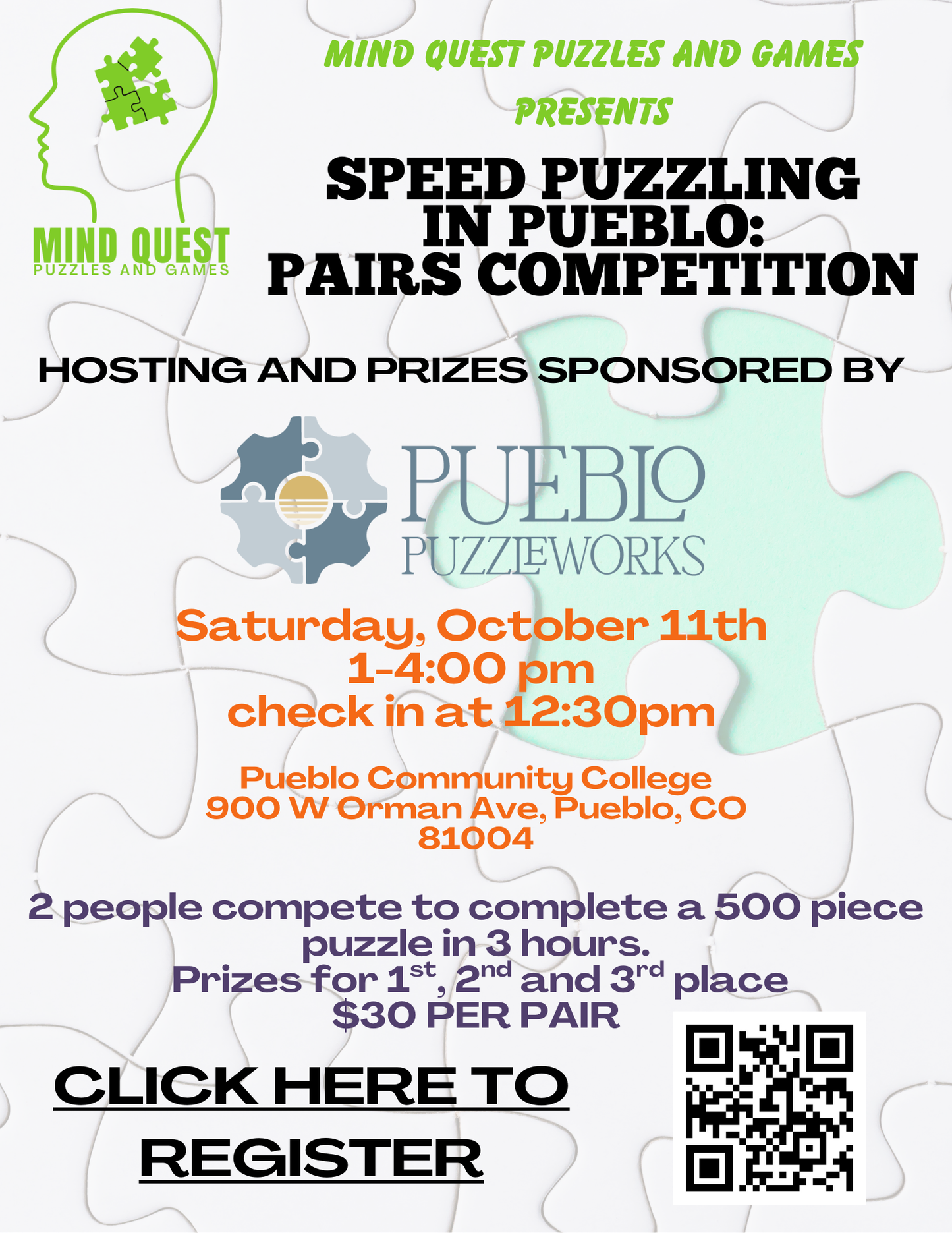 Pairs Speed Puzzling Event - Pueblo Competition - October 11th, 2025