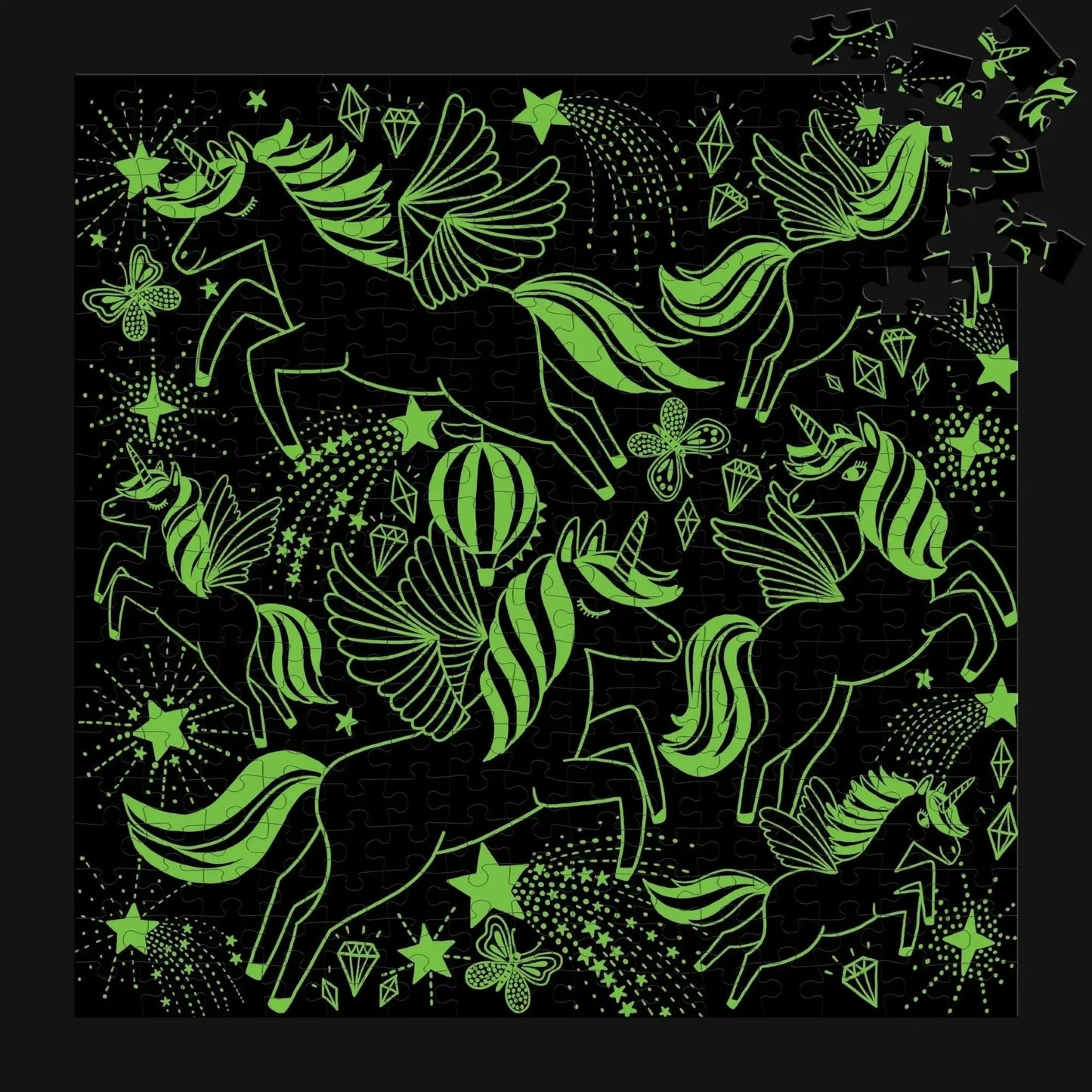 Unicorns Illuminated 300 Piece Glow in the Dark Jigsaw Puzzle Mudpuppy