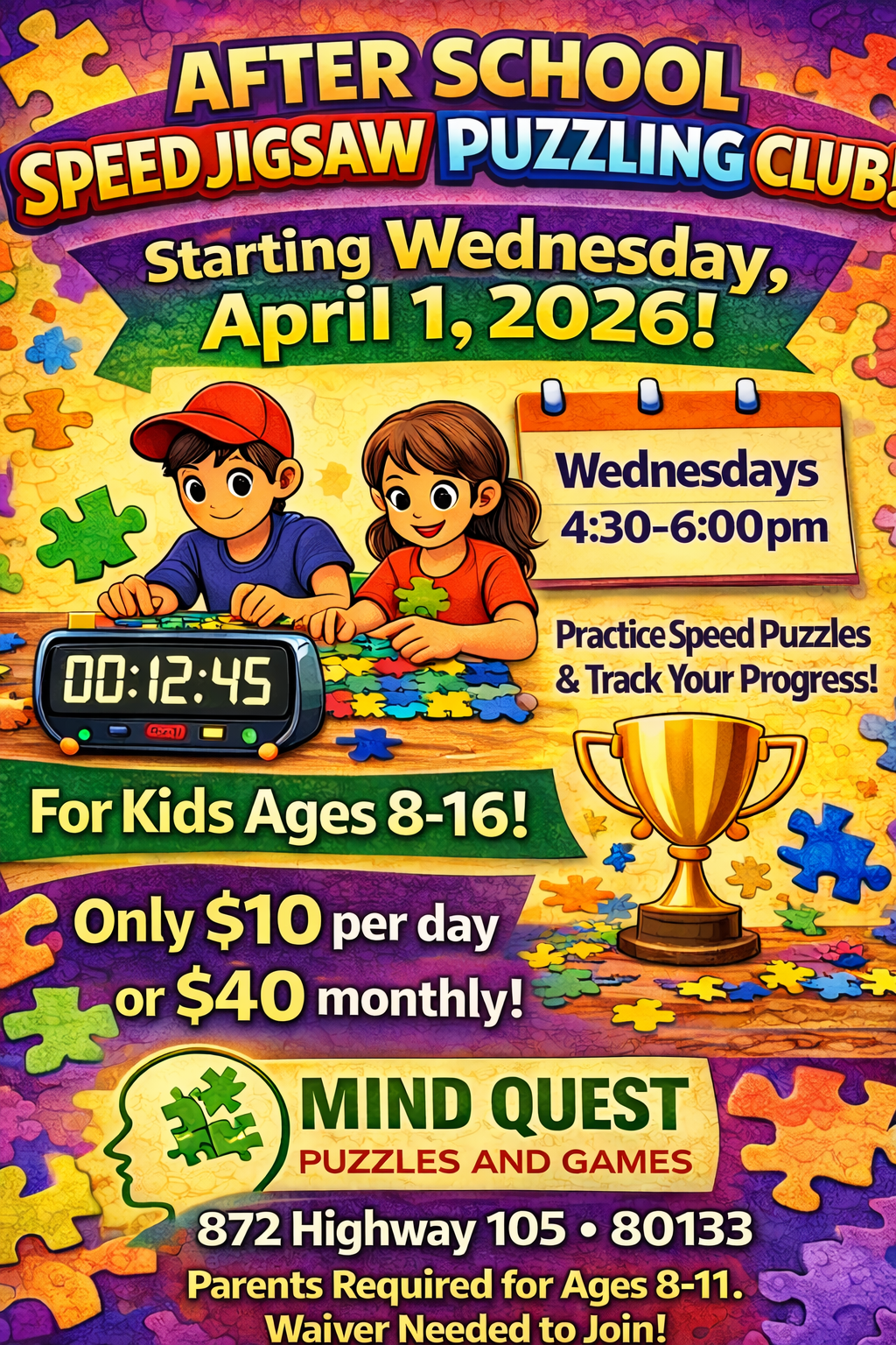 Wednesday After School Speed Jigsaw Puzzling Club Registration - YOUTH