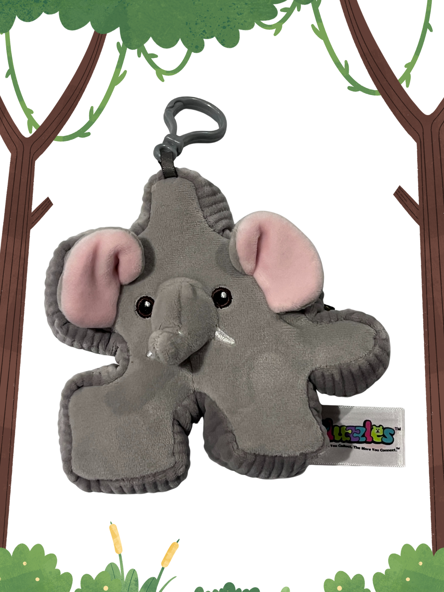 4" ELEPHANT Pluzzle Plushie Keychain - Jungle Collection