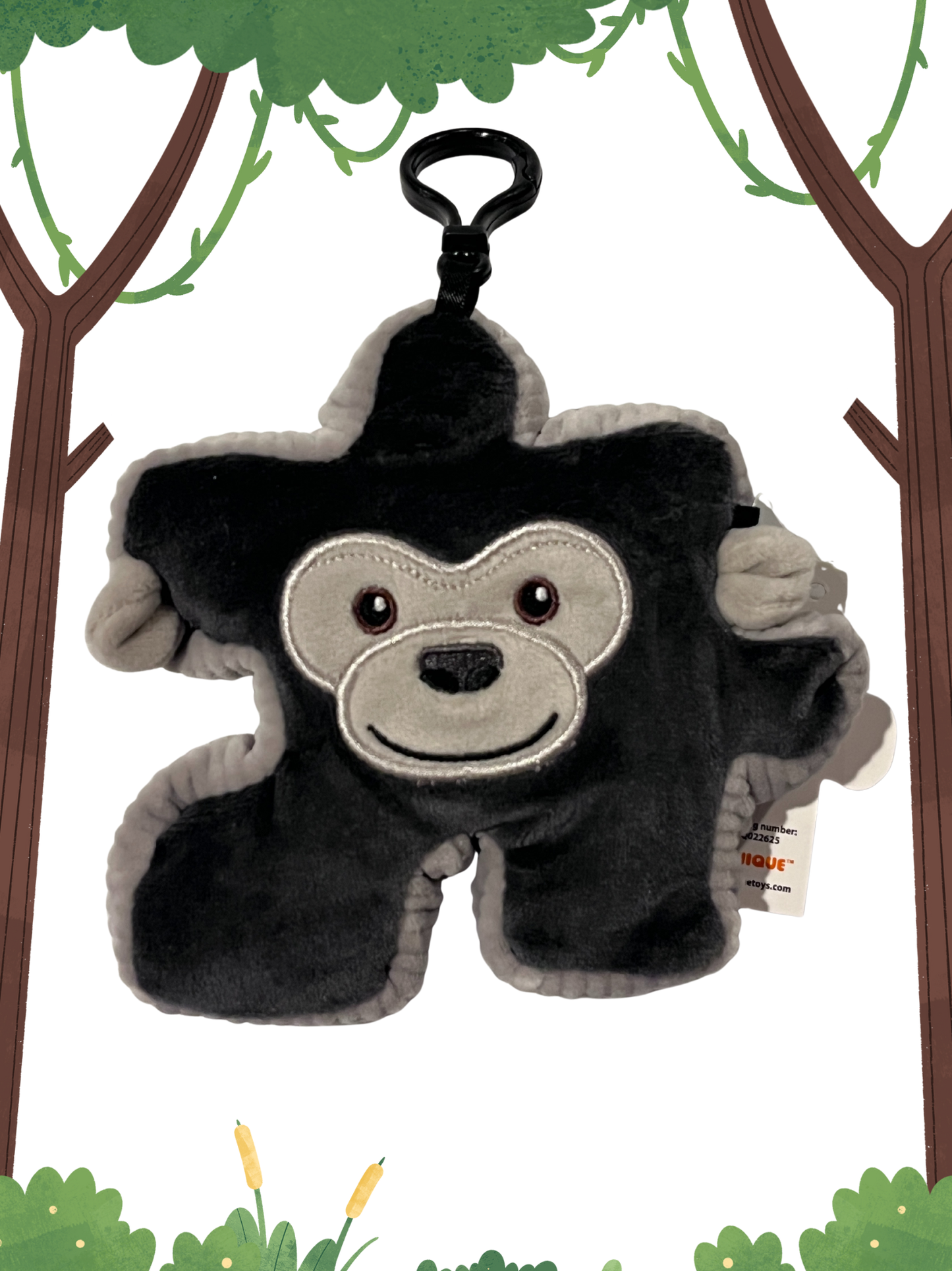 4" Gorilla Pluzzle Plushie Keychain - Jungle Collection