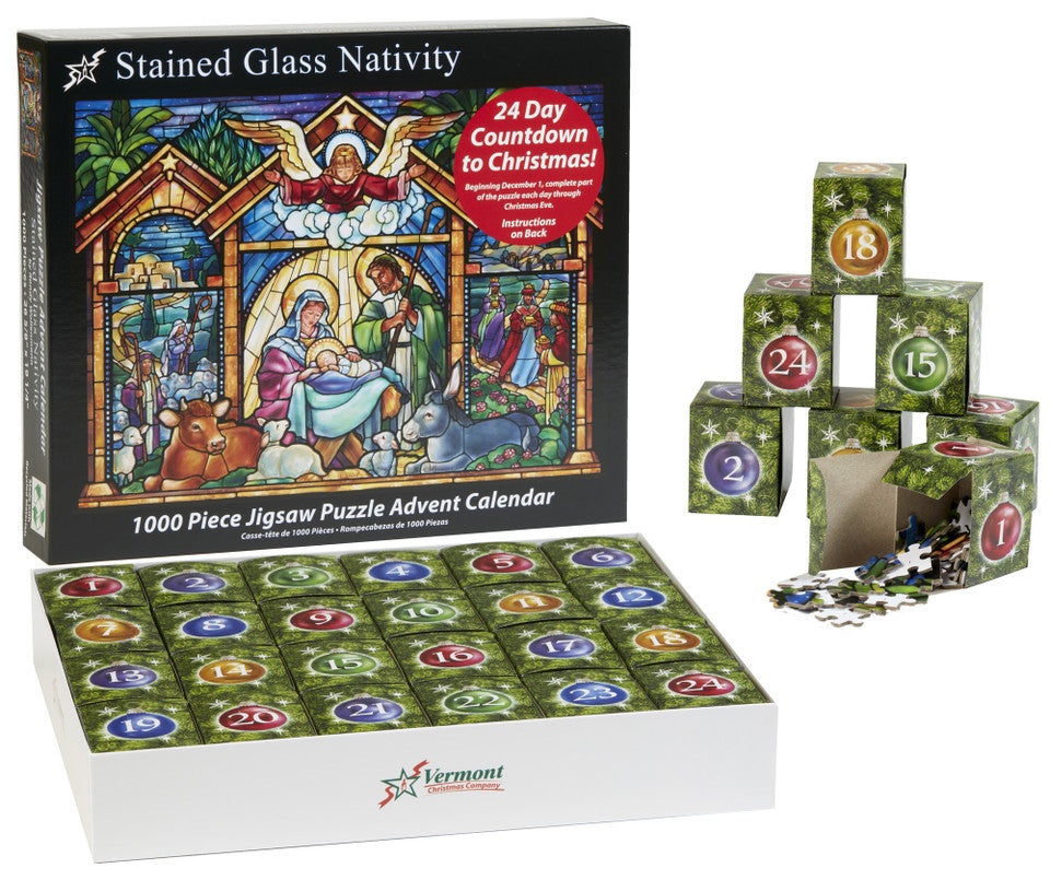 Stained Glass Puzzle Advent Calendar - Vermont Christmas Co