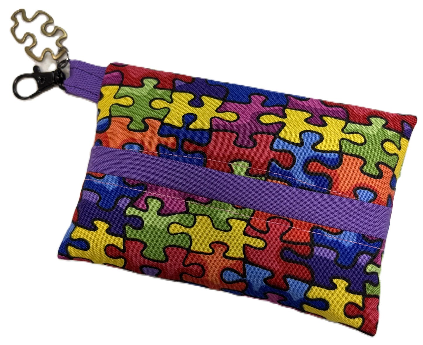 Jigsaw Puzzle Themed travel sized tissue holder