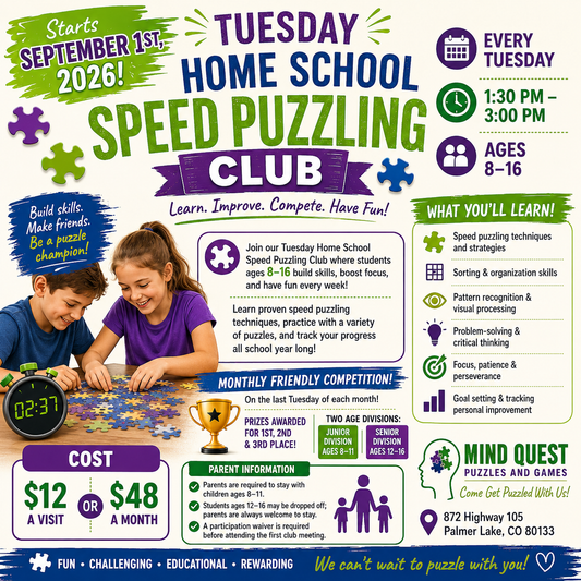 Tuesday Home School Speed Jigsaw Puzzling Club Registration - YOUTH