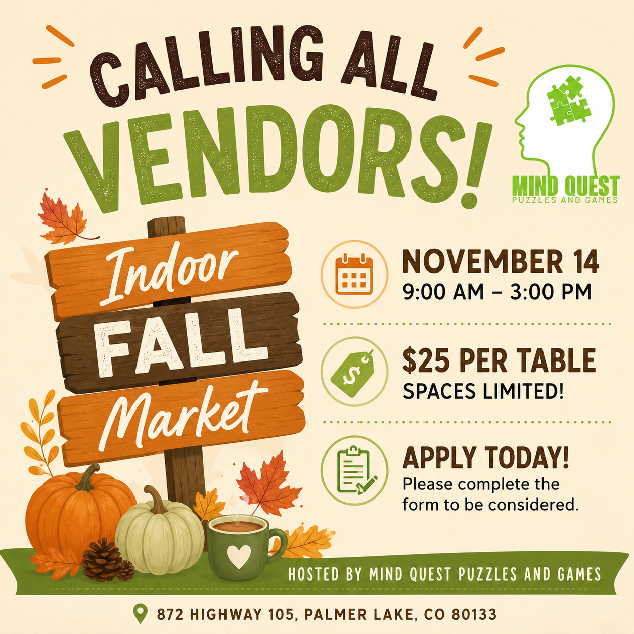 Indoor Fall Market - Vendor Sign Up