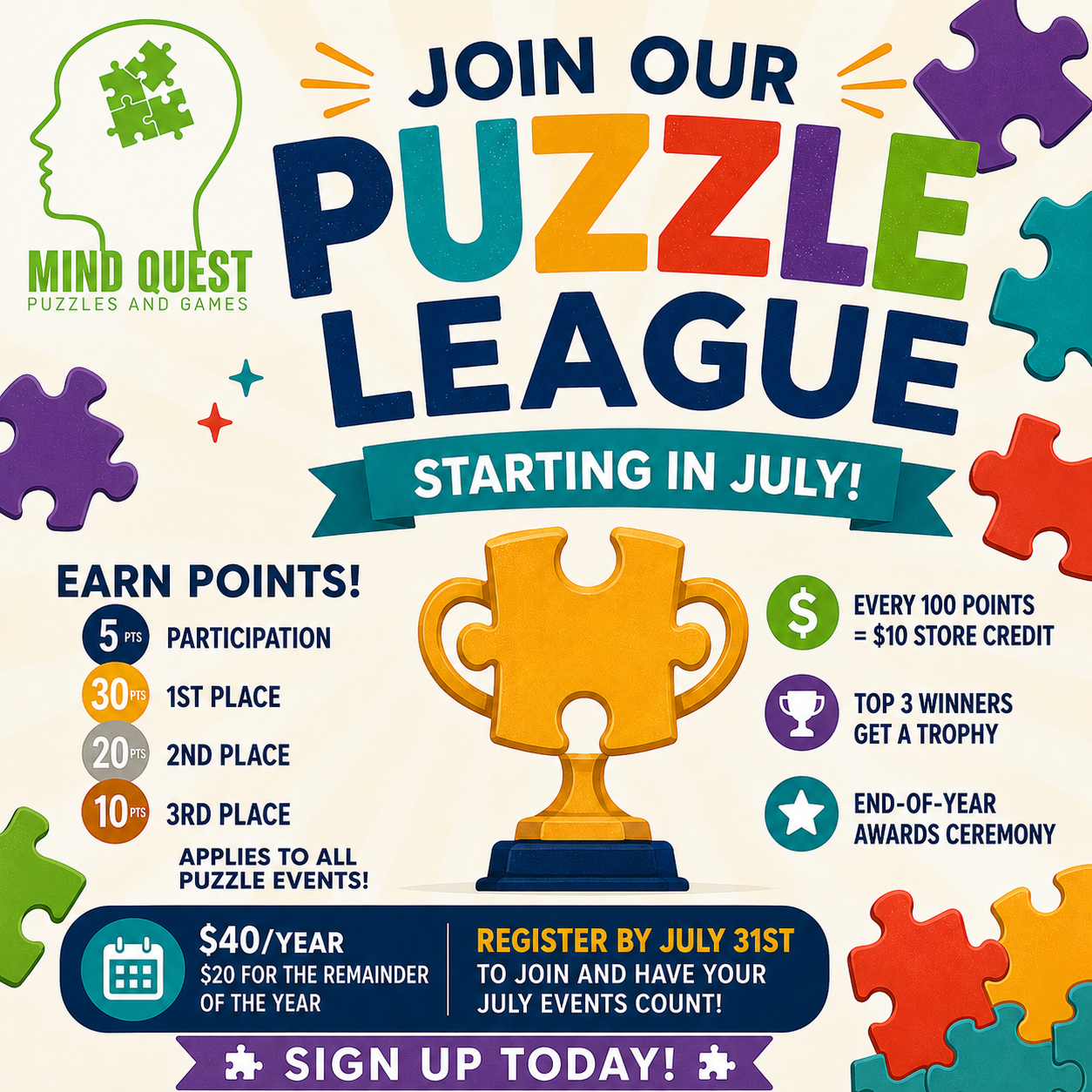 JOIN THE PUZZLE LEAGUE @ Mind Quest Puzzles and Games