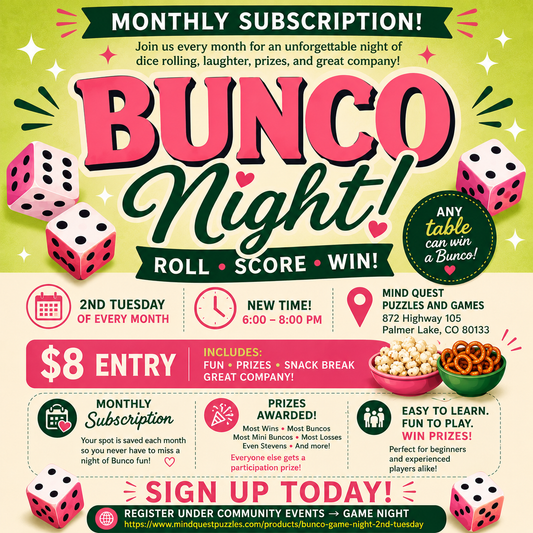 Bunco Game Night - 2nd Tuesday - Monthly Subscription