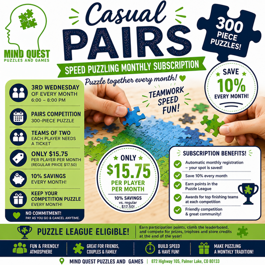 Casual PAIRS Speed Puzzling Competition - Monthly Subscription (300 Pieces)