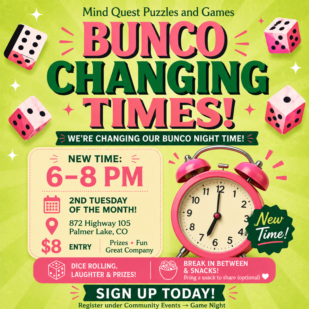 Bunco Game Night - 2nd Tuesday