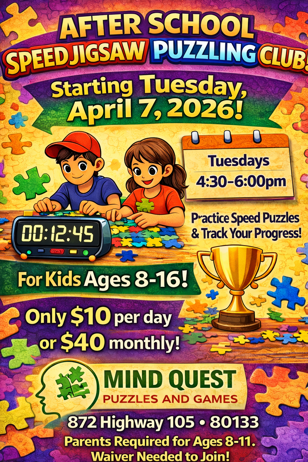 Tuesday After School Speed Jigsaw Puzzling Club Registration - YOUTH