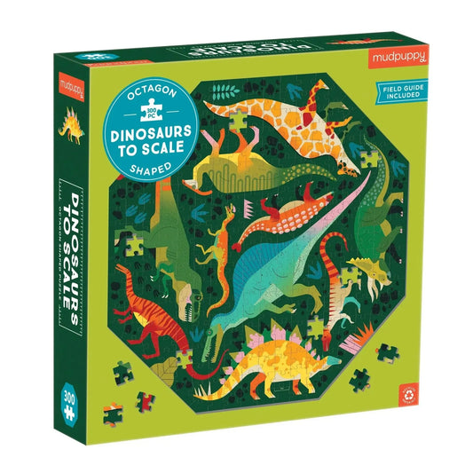 Dinosaurs to Scale 300 Piece Octagon Jigsaw Puzzle Mudpuppy