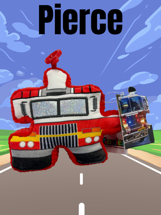 4" Fire Truck Pluzzle Plushie Keychain - Vehicle Collection