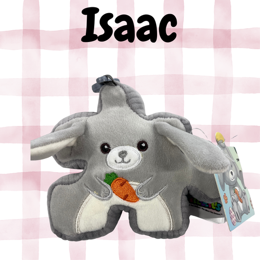 4" Grey Bunny Pluzzle Plushie Keychain - Easter Collection