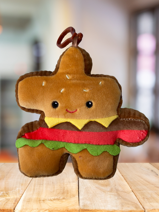 4" Hamburger Pluzzle Plushie Keychain - Foodie Collection
