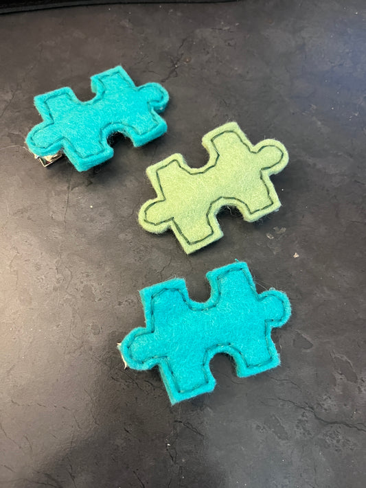 Puzzle Piece Hair Clips