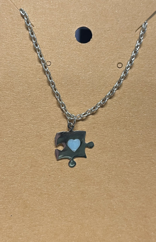 Small Puzzle Piece Colored Charm Necklace - Crafts by Palmer