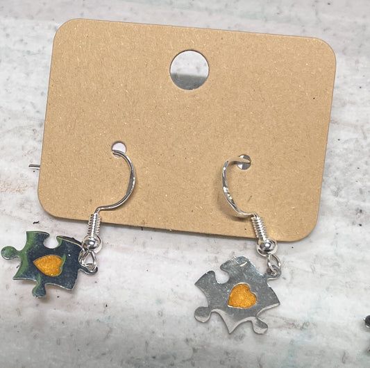 Earrings - small dangle puzzle piece charm - Crafts By Palmer