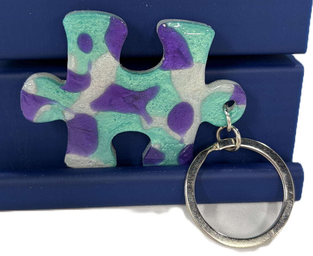 2 inch Puzzle Piece Resin Keychains - PICK A COLOR