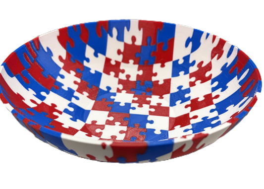 Jigsaw Puzzle Bowl - Red, White and Blue