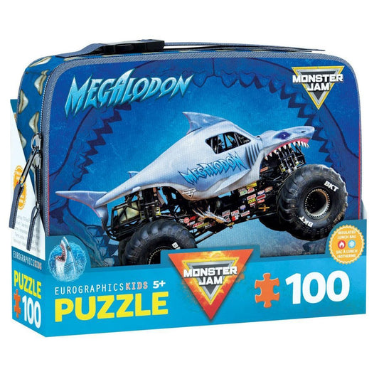 Megalodon Monster Jam Lunch Bag & 100 Piece Jigsaw Puzzle Eurographics