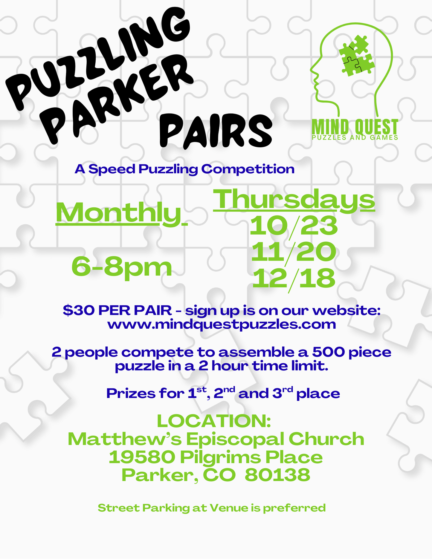 Parker Pairs Speed Puzzling Event - December 18th 2025