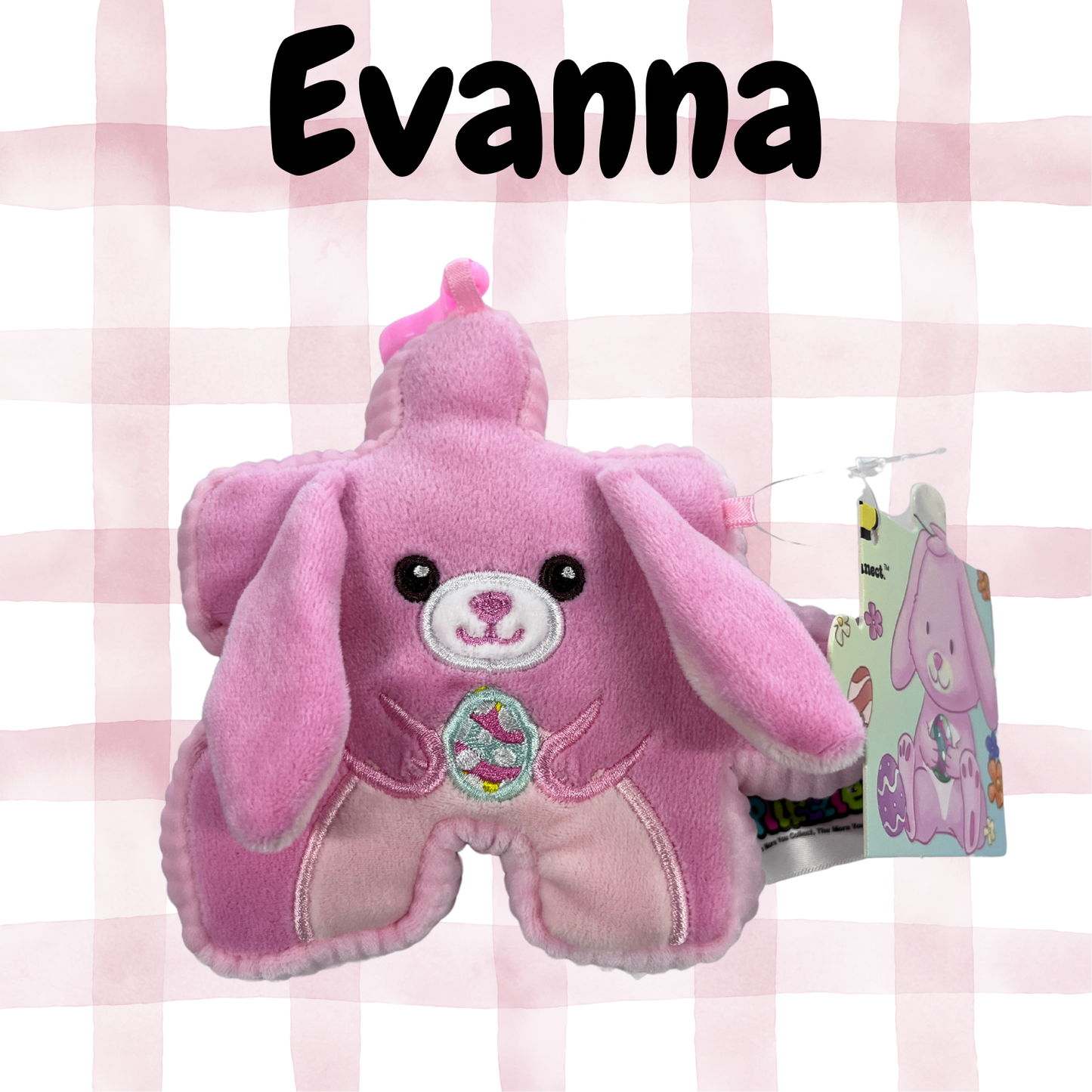 4" Pink Bunny Pluzzle Plushie Keychain - Easter Collection