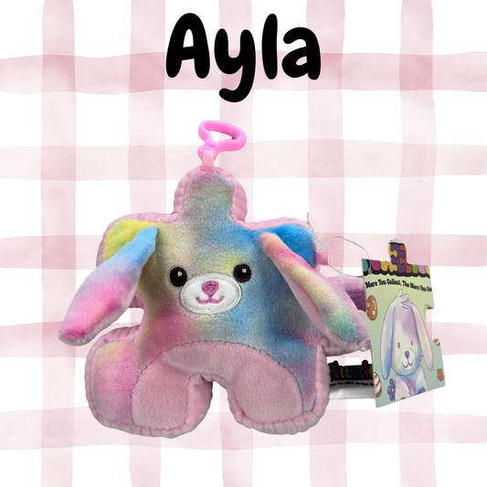 4" Rainbow Bunny Pluzzle Plushie Keychain - Easter Collection