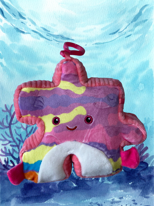 4" Rainbow Fish Pluzzle Plushie Keychain - Sealife Collection