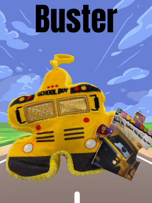 4" School Bus Pluzzle Plushie Keychain - Vehicle Collection