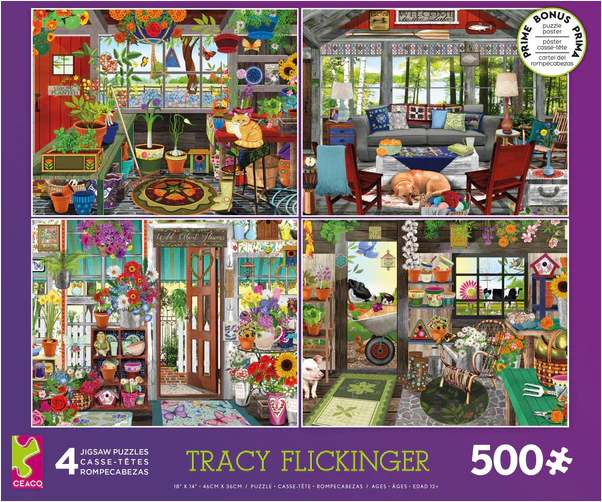 4 in 1 puzzles - Tracy Flickinger - 500 piece puzzle assortment - Ceaco