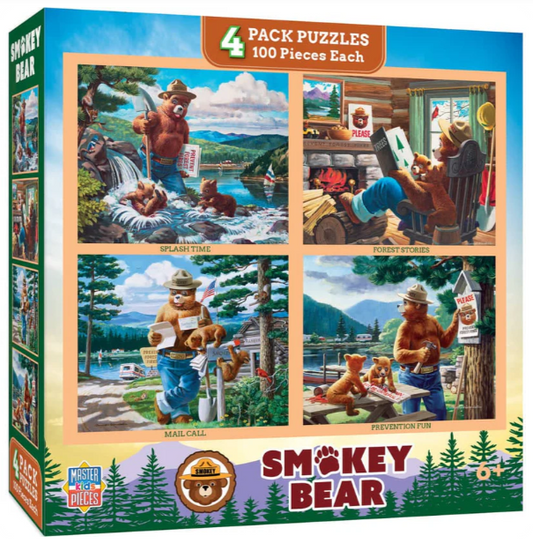 Smokey Bear 100 Piece Jigsaw Puzzles 4-Pack