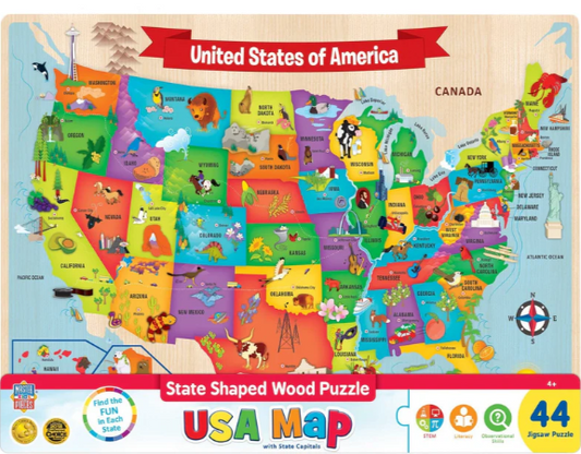 USA Map - 44 Piece Wood Jigsaw Puzzle