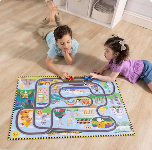 Race Around the World Tracks Floor Puzzle - Melissa & Doug
