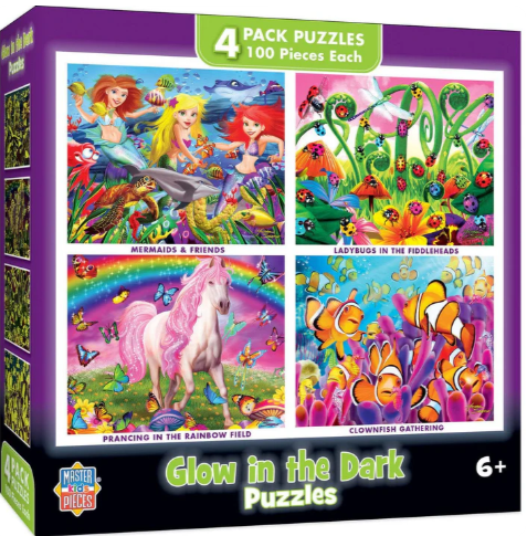 Glow in the Dark - 100 Piece Jigsaw Puzzles 4-Pack - Masterpieces