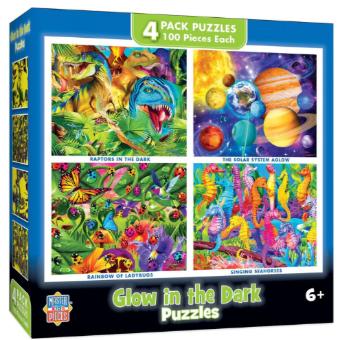 Glow in the Dark - 100 Piece Jigsaw Puzzles 4-Pack V2 - Masterpieces
