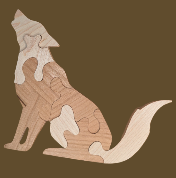 Small Wolf Wooden Shaped Puzzle - McIvering Wood