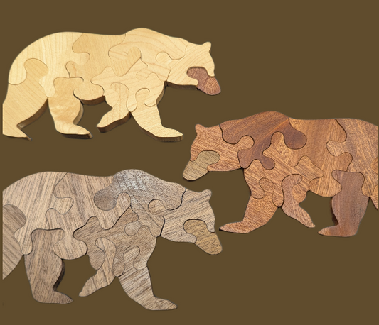 Small Grizzly Bear Wooden Shaped Puzzle - McIvering Wood