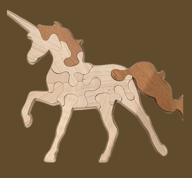 Small Unicorn Wooden Shaped Puzzle - McIvering Wood