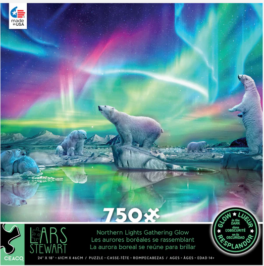 Northern Lights Fathering Glow - Glow in the Dark 750 piece - Ceaco