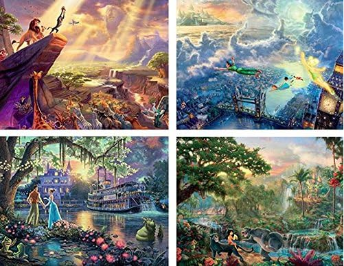 4 in 1 puzzles -Thomas Kinkade - Disney Themed 500 piece puzzle assortment - Ceaco