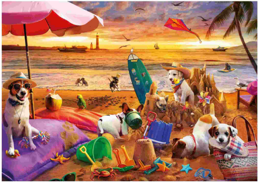 Dogs Playing at the Beach - 1,000 pieces - Educa - University Games