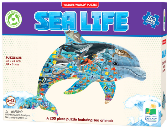 Wildlife World - Sea Life - Dolphin Shape - 200 pieces - University Games