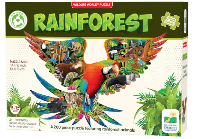 Wildlife World - Rainforest - Parrot Shape - 200 pieces - University Games