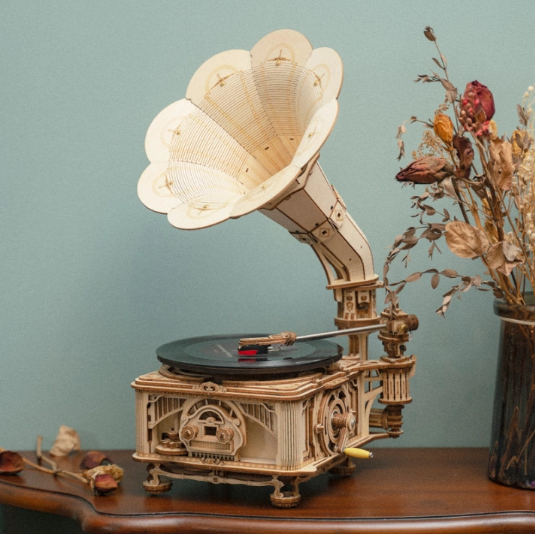 ROKR Classic Gramophone 3D Wooden Puzzle LKB01(Hand Rotating)