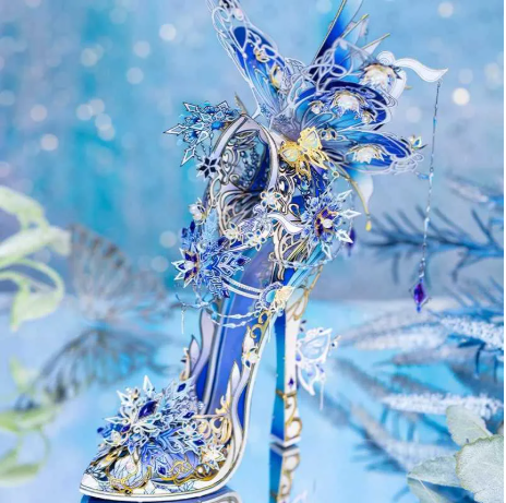 DIY 3D Metal Puzzle Crystal Shoes High Heel Miniature Model Kits Assembled Jigsaw