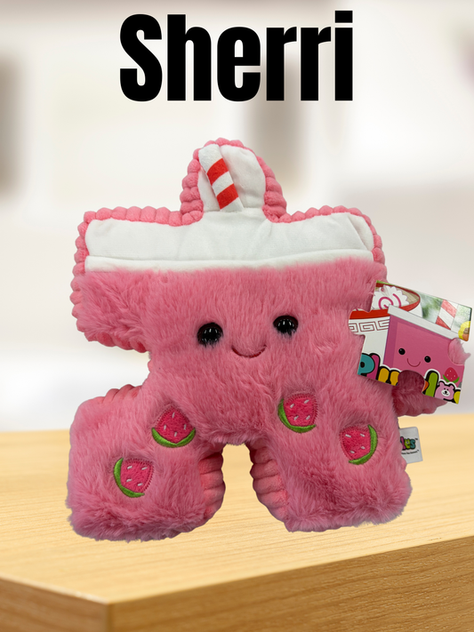 8.5" Strawberry Milkshake Pluzzle Plushie - Foodie Collection