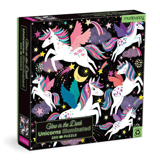 Unicorns Illuminated 300 Piece Glow in the Dark Jigsaw Puzzle Mudpuppy