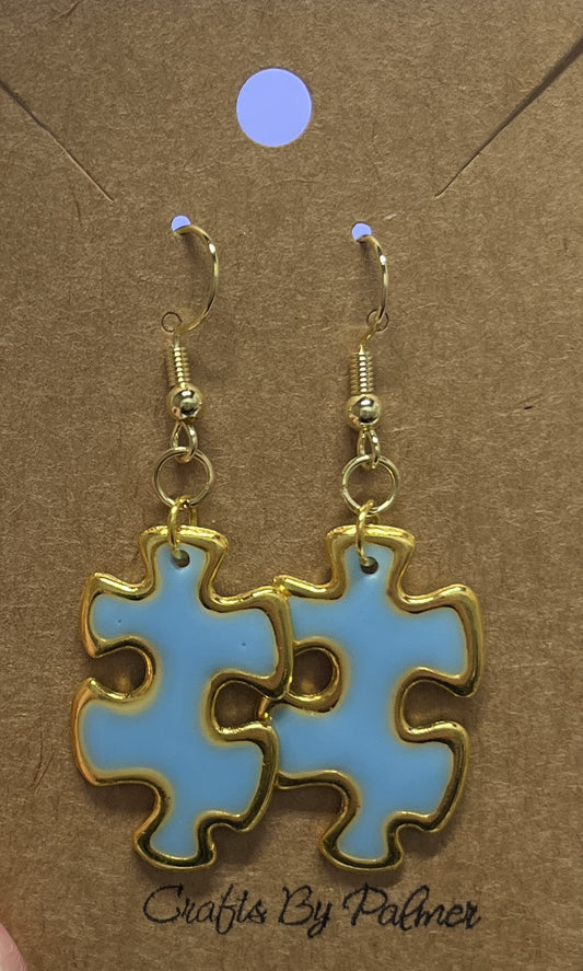 Gold/Dark Gold Puzzle Charm Earrings color filled - Crafts by Palmer